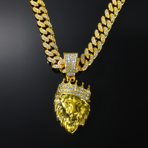2026 Hot Selling Personalized Design Alloy Lion <b>Head</b> Pendant Necklace Hiphop <b>Style</b> Men's Necklace Fashion Jewelry Wholesale - Product Image 2