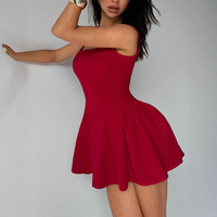 Robe Courte Femme Sans Manches Coupe Ajustée en Tissu Extensible Couleur Unie Coupe Trapèze Idéale pour Soirées et Tenues Quotidiennes – Meilleure Vente