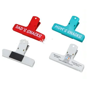 4 inch Plastic Keep it Clip For Stationary Paper And Bag With Custom Logo and Magnet Back