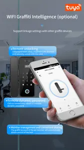 Lucchetto per maniglia porta in vetro sblocco remoto smart gateway tuya wifi app porta in alluminio 3D serratura intelligente per impronte digitali