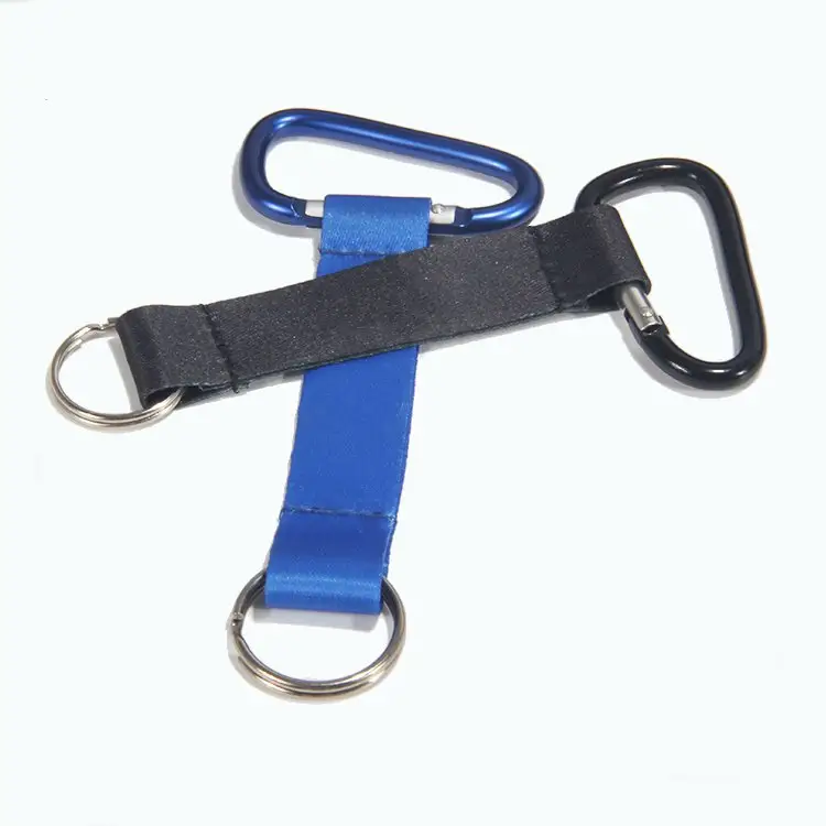 Новый продукт, короткий брелок для ключей из полиэстера, дешевый шнурок для ключей с индивидуальным логотипом, карабин, брелок для ключей, значки