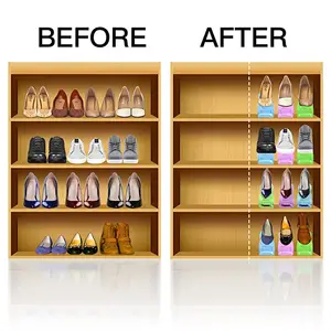 Estante de plástico ajustable para zapatos, organizador de zapatos doble, sala de estar estante para, armario para ahorro de espacio