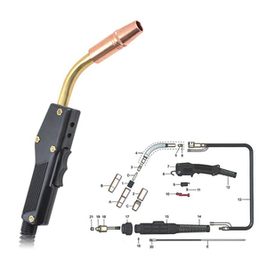 Antorcha de Soldadura <span class=keywords><strong>MIG</strong></span> <span class=keywords><strong>Tweco</strong></span> con Certificado CE UWELD, 350A, Refrigerada por Gas CO2, Tipo <span class=keywords><strong>Tweco</strong></span> - Product Image 1