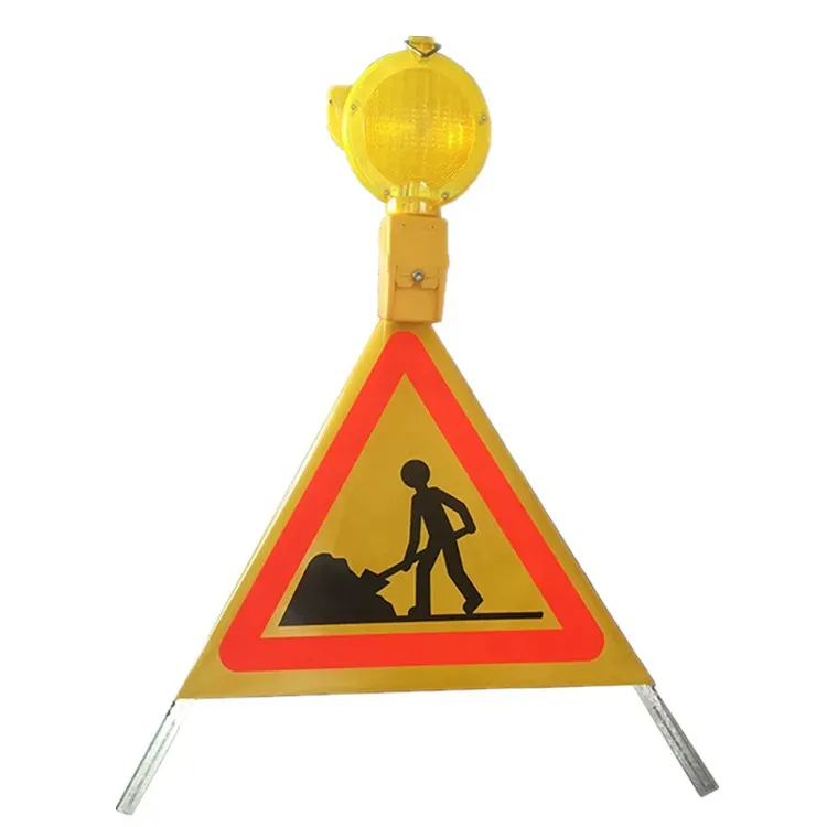 Roll up foldable Road traffic hazard Tent caution sign stand construction site safety warning tripods with barricade light