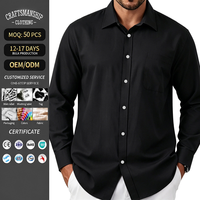 Kemeja Pria Lengan Panjang Bahan Oxford Katun 100% Warna Solid Kerah Tegak Bernapas Anti Susut Kemeja Kasual Bisnis Pabrik