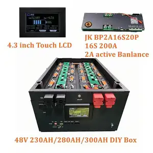 Zonne-Energie Lithium Batterij Muur Power Box 16S 48V 280ah Lifepo4 Batterij Metalen Behuizing Opslag Diy Box Jk Bms