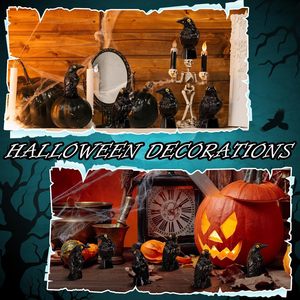 Set de Adornos de Resina Negros de Cuervos de Halloween, Hechos a Mano, Artísticos, Pintados a Mano, Pequeños, Decoración Temática de Animales - Product Image 4