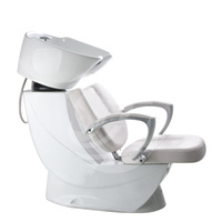 Station de lavage des cheveux avec réglage manuel du repose-jambes (bol blanc)