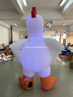 Bande dessinée gonflable de poulet d'éclairage géant extérieur avec le logo fait sur commande pour la publicité de marque