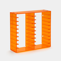 Boîtes de rangement pour cassettes audio rétro de bureau en gros pour 20 cassettes, support de cassettes en acrylique orange