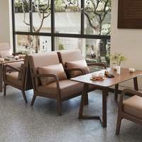 Ensemble table et chaises de café rétro, mobilier de restaurant en cuir, usage commercial, banquette 6 places pour salon de thé, bar, lounge, salle d'attente