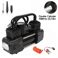 High Power Double Cylinder Car Air Compressor Tire Pump Auto Air Inflator for Truck or Motorcycle With LED Light