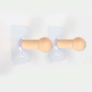 モダンなデザイン壁ラック取り付けコート吊り木製バスルームフック粘着タオルフック - Product Image 3