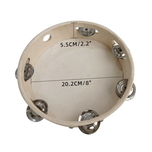 Wholesale Blank Natural Wood Tambourine <b>Drum</b> With Single Row Metal Jingles Orff Percussion Instrument For Kindergarten Teacher - Product Image 5