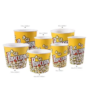 Diskon besar cetakan kustom cangkir kopi sekali pakai karton putih ember Popcorn dengan Logo kustom untuk kopi atau Popcorn