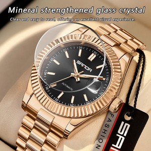 SANDA 5601 Men Mechanical Watch, Solid Stainless Steel Band Business Wristwatch, Waterproof Luminous <b>Automatic</b> Watch for Men - Product Image 5