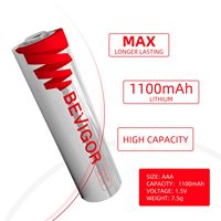 BEVIGOR 12 Pack 1100mAh 1.5V haute Performance AAA Batteries cylindriques au lithium-ion métallique pour l'utilisation d'appareils ménagers à distance