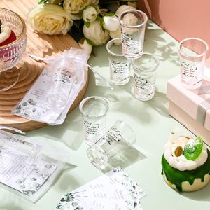 Pafu Gepersonaliseerde Transparante Bruiloft Souvenirs Cadeaus met Kaartje en Organza Zakje 50 Sets Glazen Bruiloft Aandenkens voor Gasten - Product Image 5