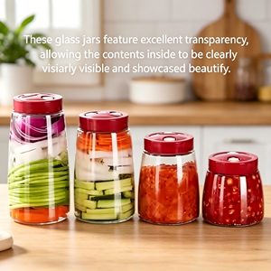 Umweltfreundliche Glas-Aufbewahrungsgläser mit Plastikdeckeln und Belüftungslöchern für Kimchi, Gelee, Honig und Lebensmittelaufbewahrung (Anpassbares Logo) - Product Image 6