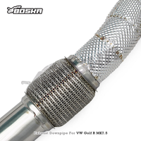 Tuyaux d'échappement à haut débit en acier inoxydable Boska avec catalyseurs pour VW GOLF R 7/7.5 MK7/MK7.5 2.0T 2014-2020, bouclier thermique