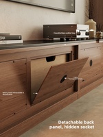 Meuble TV sur pied en bois massif, style antique, couleur noyer, pour salon, meuble de rangement DSG050