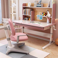 Bureau en bois massif avec étagère intégrée, table d'étude réglable pour enfants, idéal pour les élèves du primaire et du secondaire, chambre à coucher moderne