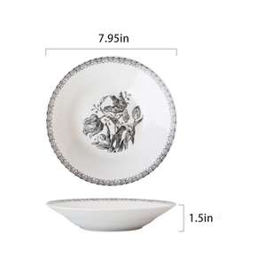 Juego de platos redondos de cerámica con diseño de plantas de estilo moderno al por mayor, <span class=keywords><strong>vajilla</strong></span> de tulipán ecológica para uso doméstico - Product Image 3