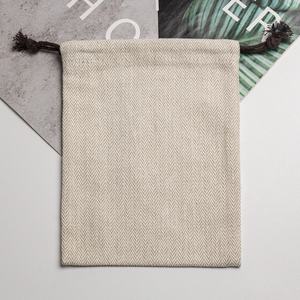 RTSカスタムロゴ高品質ヘリンボーンコットン巾着袋ジュエリーギフトポーチ - Product Image 5