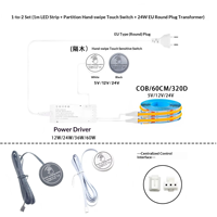 Ruban LED COB 12V avec prise US/EU/UK, flexible, à intensité variable, commande tactile, IP44, rétroéclairage TV, armoire de cuisine, miroir, décoration intérieure