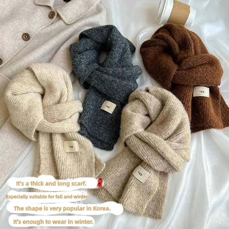 Sciarpa invernale personalizzata in cina scaldacollo in misto lana tinta unita sciarpa lunga spessa per le donne