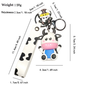 <span class=keywords><strong>Portachiavi</strong></span> a Forma <span class=keywords><strong>di</strong></span> Mucca Cartone Animato Carino Modello B67 Design Semplice per Auto e Zaino Studenti, Ciondolo per Coppie - Product Image 5