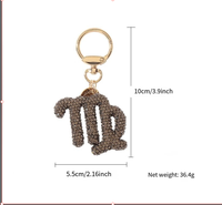 Porte-clés Zodiac personnalisé avec incrustation de diamants, porte-clés haut de gamme et élégant, adapté à la voiture et à la maison.