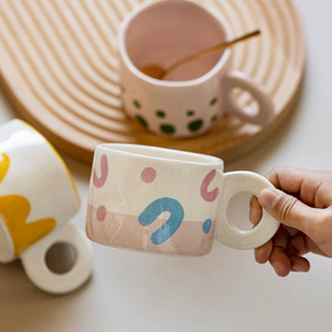 High Aesthetic Western Cartoon Porcelain Coffee Tea Mug Underglaze Colored Dishwasher Microwave Safe Reusable Customizable - Product Image 2