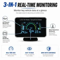 3-in-1 Auto Car LCD Meter Digital Oil Pressure Voltage Water Temperature Gauge Universal Instrument 9-36V for Car/Truck/SUV/RV
