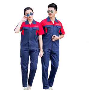 Giao Hàng Nhanh Nhà Máy Hậu Cần Nhà Để Xe Trang Phục Làm Việc 100% Cotton Tay Áo Ngắn Đồng Phục Công Nhân Nam Nữ - Product Image 4