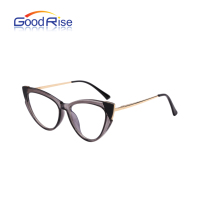 Lunettes de lecture pour femme en forme d'oeil de chat vintage lunettes PC plein cadre en métal temple protection UV filtre bloquant la lumière bleue