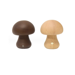 Creative Solid Wood Mushroom Night Light, Bedroom Bedside Ornament, Gift, Rechargeable Decoration, <b>Mini</b> Ambient <b>Table</b> Lamp - Product Image 2