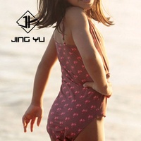 Traje de Baño de una Pieza para Niñas, Estampado Playero, Verano, al por Mayor, OEM, Personalizado, Ecológico, de Poliéster