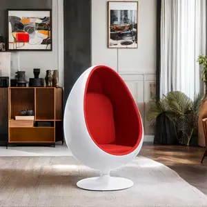 Classic Swivel Accent Fiberglass Oval Ball Chair Velvet or leather Pod Chair White Ball Hanging Aviator One Arm Chair