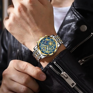 POEDAGAR 984 correa de acero inoxidable de moda multifunción resistente al agua estrella cielo diamantes únicos Dial Auto fecha pantalla hombres Relojes - Product Image 2