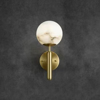 Nueva Lámpara LED de Estilo Chino, Totalmente en Cobre, con Mármol Natural Español, Aplique de Pared Moderno y Minimalista para Estudio, Dormitorio, Entrada, Luz Cálida