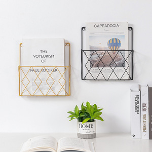 Modern Minimalist Wrought <b>Iron</b> Wall Mount Magazine Rack 1 Tier Durable Multi Purpose Bedroom Study Home Storage - Product Image 1