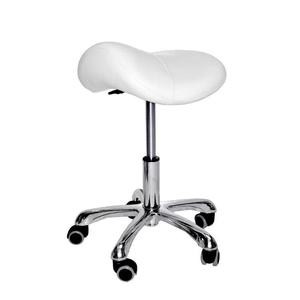 Taburete Hidráulico Rodante Ajustable Económico, Tapizado en Cuero Blanco Impermeable, Mueble de Peluquería <span class=keywords><strong>para</strong></span> Salón de Belleza, Oficina en Casa y Barbería - Product Image 1