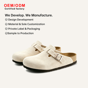 Mules Sabots en Bois Indispensables pour Femme, en Cuir Nubuck et Daim, à Enfiler, Confortables, Antidérapantes, Vente en Gros - Product Image 1