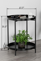 Table d'appoint à 2 niveaux, table basse imperméable avec plateau amovible pour intérieur et extérieur