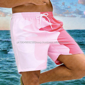 Customized Stretch Polyester Summer Solid Cargo Swim Wear Worsted Knitted Mid Waist Beach Shorts Swimming <b>Trunks</b> for <b>Men</b> - Product Image 4