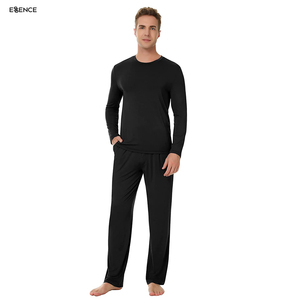 Camicia e pantaloni lunghi da notte da <span class=keywords><strong>uomo</strong></span> in bambù sciolto Casual personalizzato 2 pezzi Set <span class=keywords><strong>pigiama</strong></span> per <span class=keywords><strong>uomo</strong></span> - Product Image 2