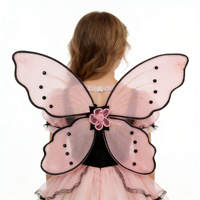 Ailes de fée scintillantes roses à fleurs et papillons pour enfants, idéales pour les fêtes d'anniversaire des filles, accessoires de déguisement, ailes d'ange ODM/OEM