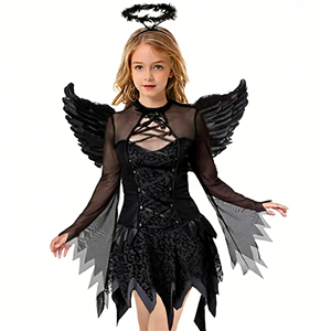 Holiday Party Makeup <strong>Costume</strong> Props Children Perform Dress up Black and White Angel Wings Suit - Product Image 2