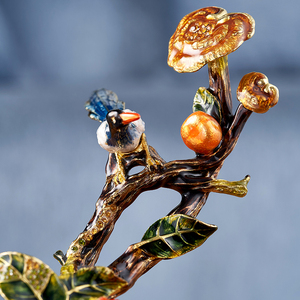 RORO Classic Lucky Decorative Luxury <strong>Lovely</strong> Reishi Mushroom Ornament with Crystal <strong>Glass</strong> Base with Enamel Handmade <strong>Painting</strong> - Product Image 4